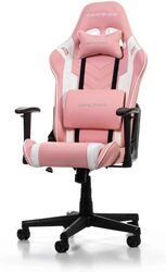 DXRacer Prince Series P132 Gaming Chair, 1D Armrests with Soft Surface, Pink and White